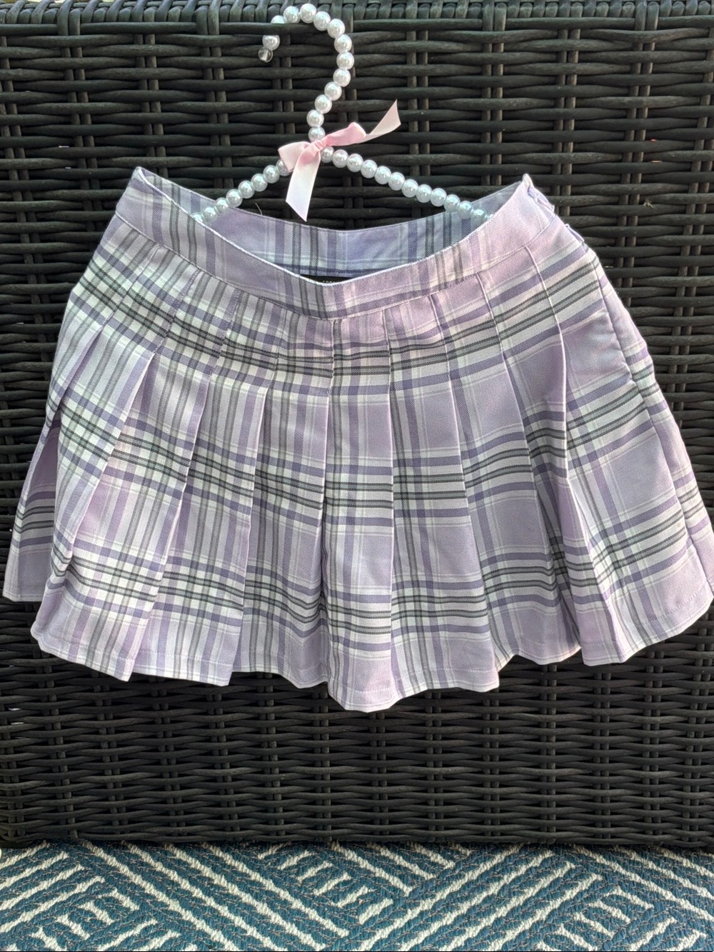 Forever 21 Lavender Plaid Pleated Skater Skirt